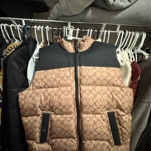Brown and Black Coach Puffer Vest